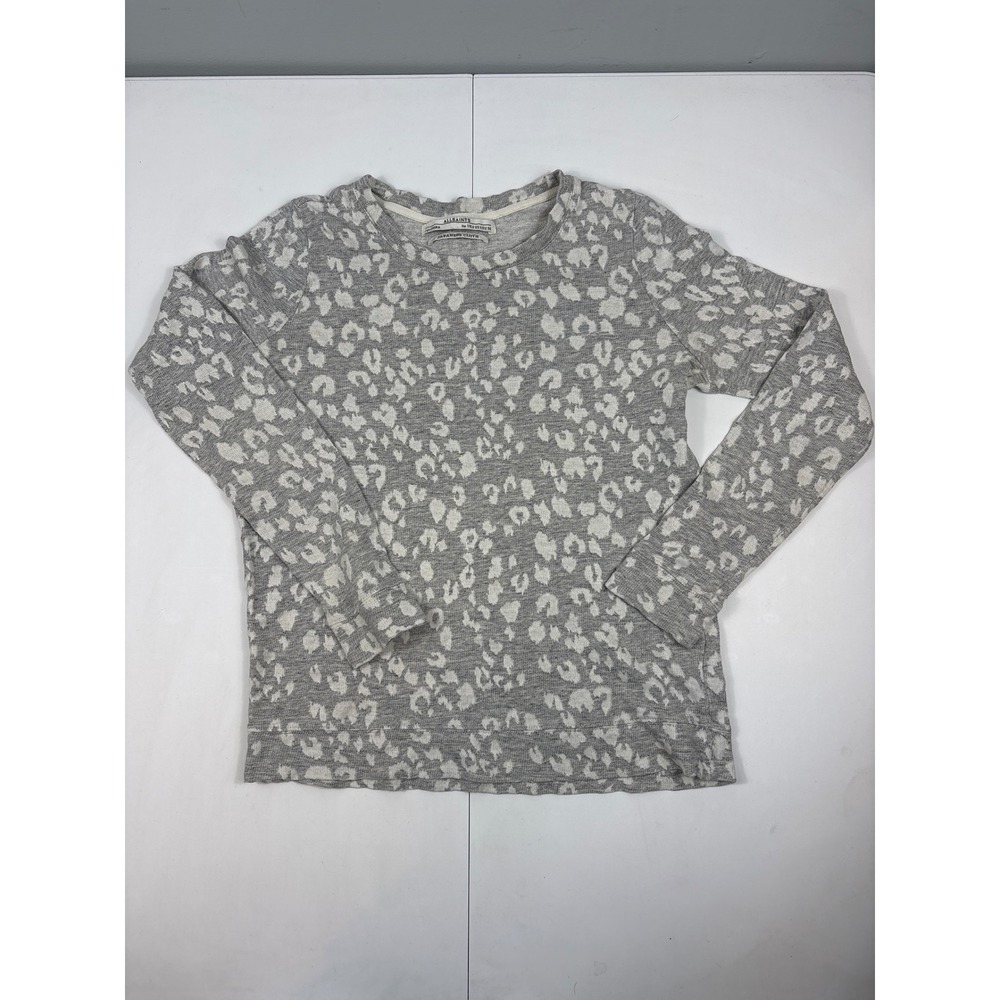AllSaints Voga Leopard Sweatshirt Japanese Cloth Grey White‎ Womens US 4